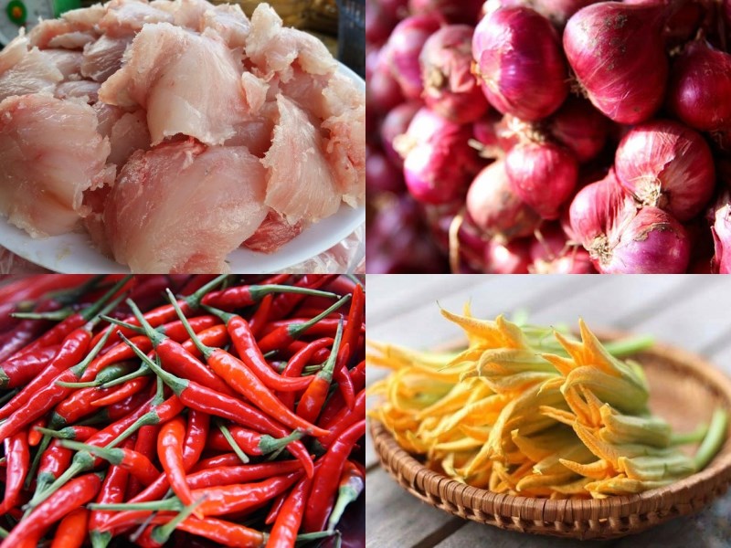 Nguyên liệu món ăn bông bí nhồi cá thác lác