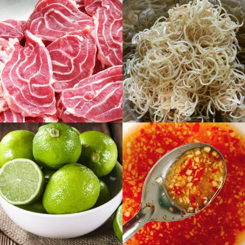 Nguyên liệu món ăn gỏi bắp bò hoa chuối