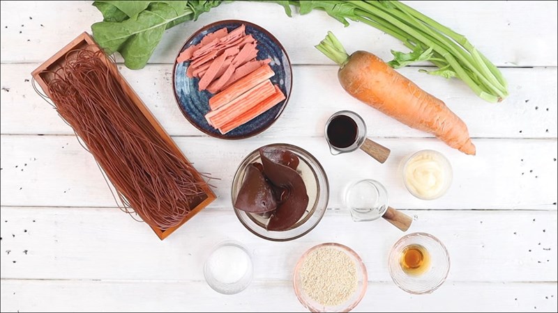 Nguyên liệu món ăn 2 cách làm bún gạo lứt trộn