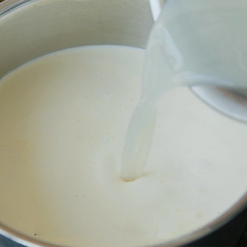 Bước 6  Nấu kem sữa Panna cotta thạch vải