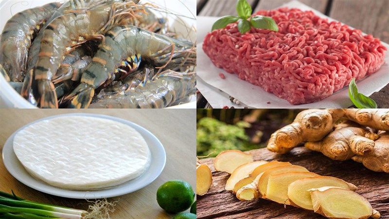 Nguyên liệu món ăn há cảo bằng bánh tráng