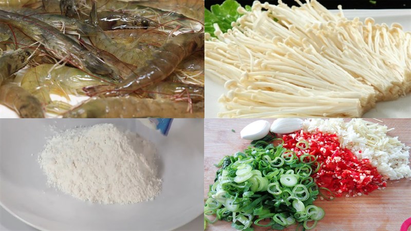 Nguyên liệu món ăn tôm chiên ủ rơm