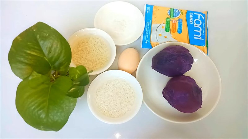 Nguyên liệu món ăn cháo trứng gà khoai lang