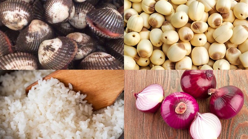 Nguyên liệu món ăn cháo sò lông, cháo sò lông hạt sen