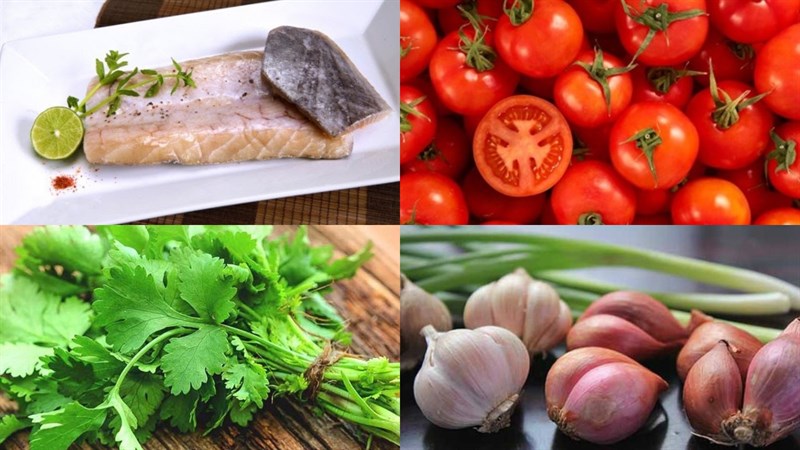 Nguyên liệu món ăn lườn cá thu chiên sốt cà chua