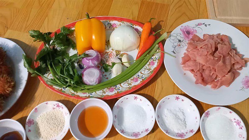Nguyên liệu món ăn thịt bò xào chôm chôm