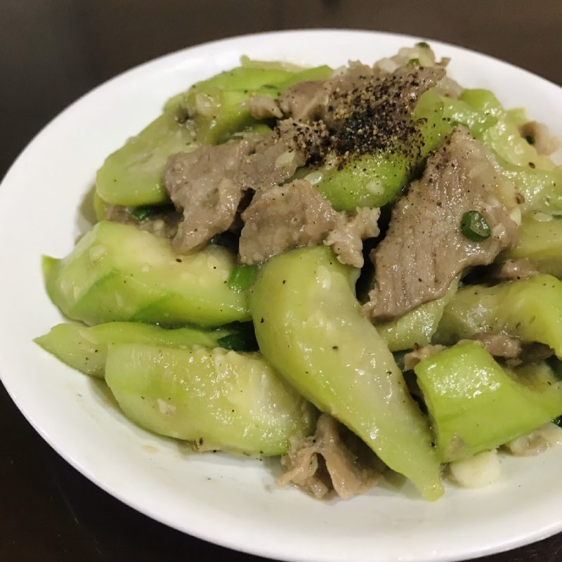Bước 4 Thành phẩm Mướp xào thịt heo