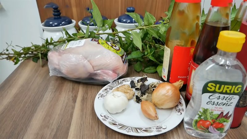 Nguyên liệu món ăn gà hấp rau răm