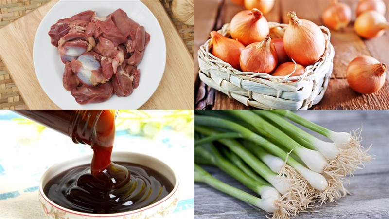 Nguyên liệu món ăn lòng gà xào hành tây