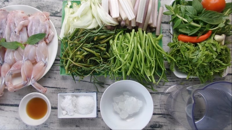 Nguyên liệu món ăn canh chua ếch