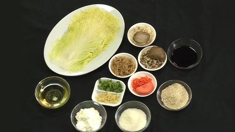 Nguyên liệu món ăn 2 cách nấu cải thảo cuộn tôm cá và cuộn nấm