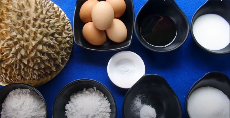 Nguyên liệu món ăn bánh bông lan sầu riêng