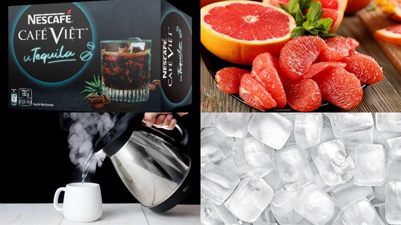 Nguyên liệu món ăn cà phê cappuccino nescafe tequila, cà phê dừa