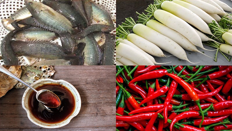 Nguyên liệu món ăn cá rô kho củ cải trắng