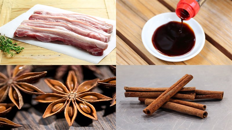 Nguyên liệu món ăn 3 cách làm thịt ba chỉ rim