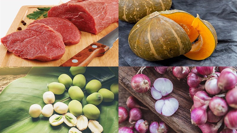Nguyên liệu món ăn canh thịt bò bí đỏ