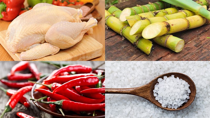 Nguyên liệu món ăn gà hấp mía