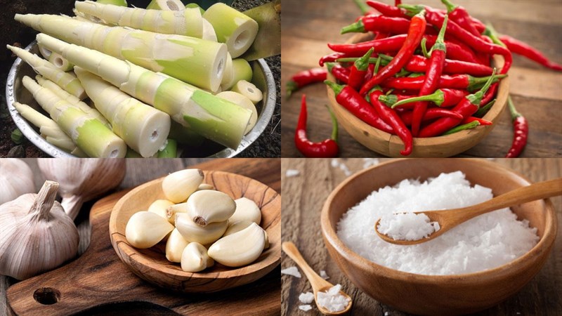 Nguyên liệu món ăn măng ngâm ớt chua cay