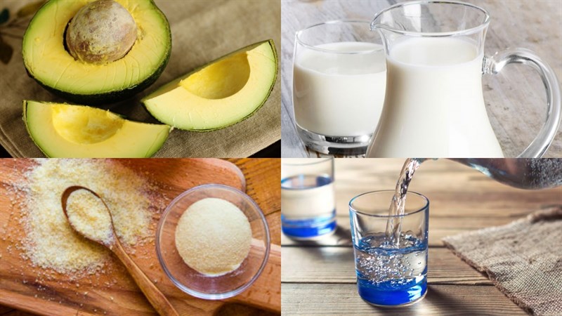 Nguyên liệu món ăn pudding bơ và pudding sữa cho bé ăn dặm