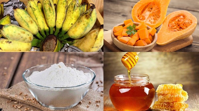 Nguyên liệu món ăn bánh chuối bí ngô chiên giòn