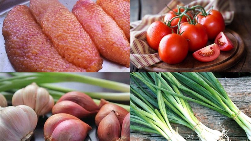 Nguyên liệu món ăn trứng cá sốt cà chua