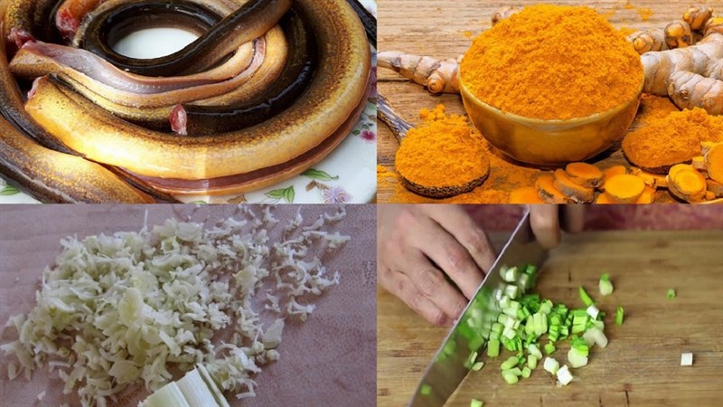 Nguyên liệu món ăn lươn xào nghệ