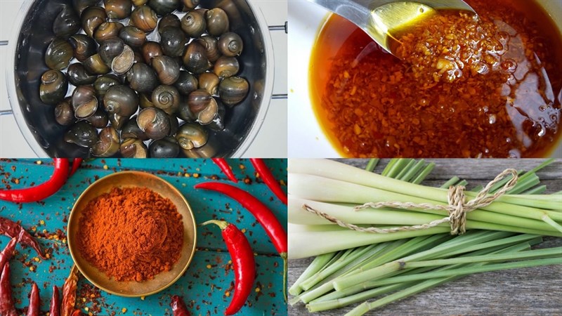Nguyên liệu món ăn ốc mít hấp riềng sả và hấp cay