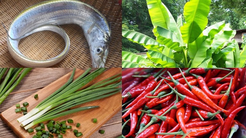 Nguyên liệu món ăn cá hố nướng sả ớt và nướng lá chuối