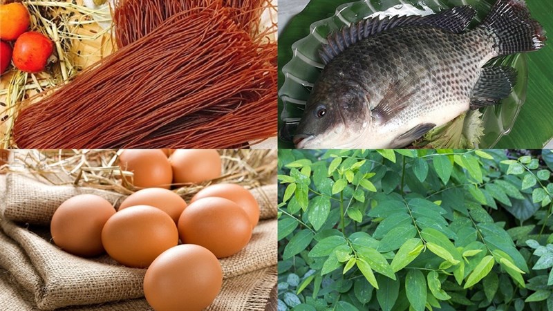 Nguyên liệu món ăn bún gạo lứt ức gà và cá
