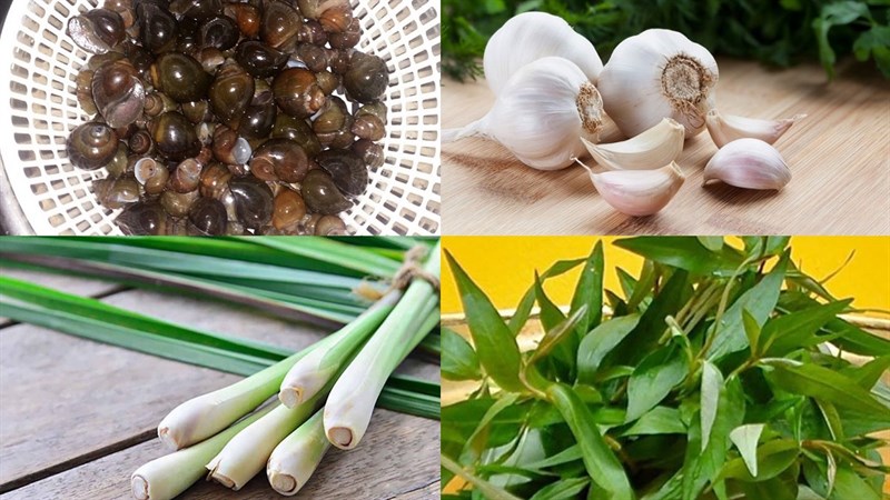 Nguyên liệu món ăn ốc bươu, ốc đắng xào tỏi