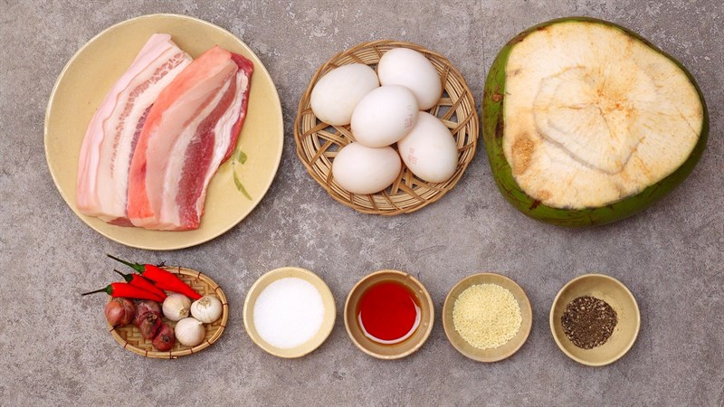 Nguyên liệu món ăn thịt kho tàu bằng nồi áp suất