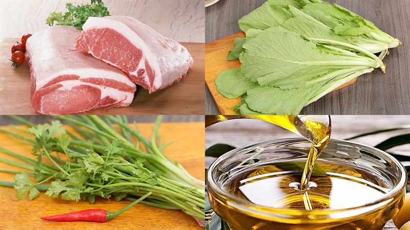 Nguyên liệu món ăn canh cải xanh thịt bằm