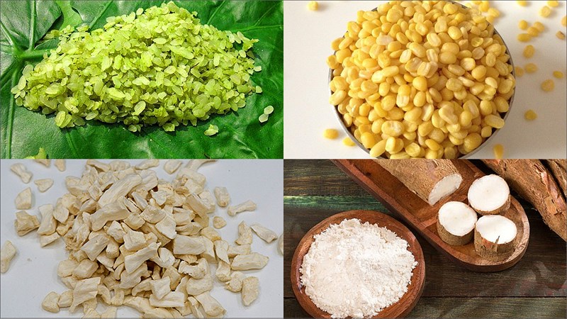 Nguyên liệu món ăn chè bưởi cốm
