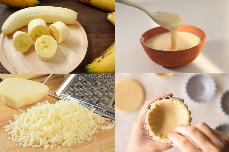 Nguyên liệu món ăn bánh chuối nướng hạnh nhân bằng nồi chiên không dầu