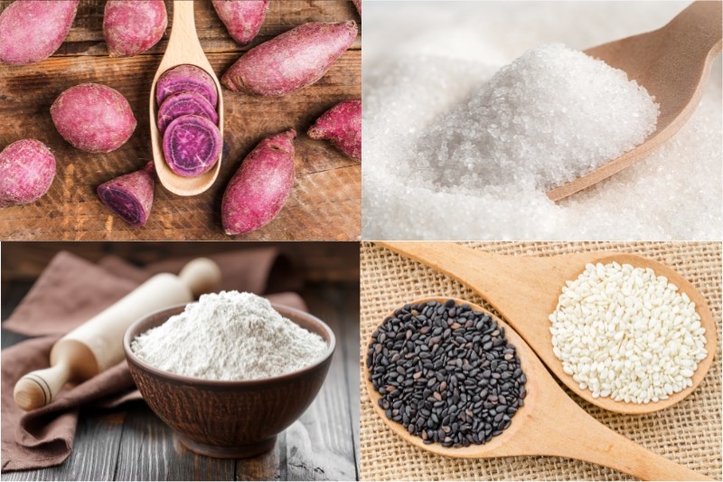 Nguyên liệu món ăn bánh khoai lang chiên phồng