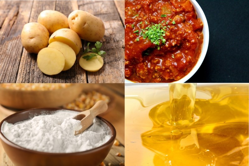 Nguyên liệu món ăn bánh khoai tây chiên cay