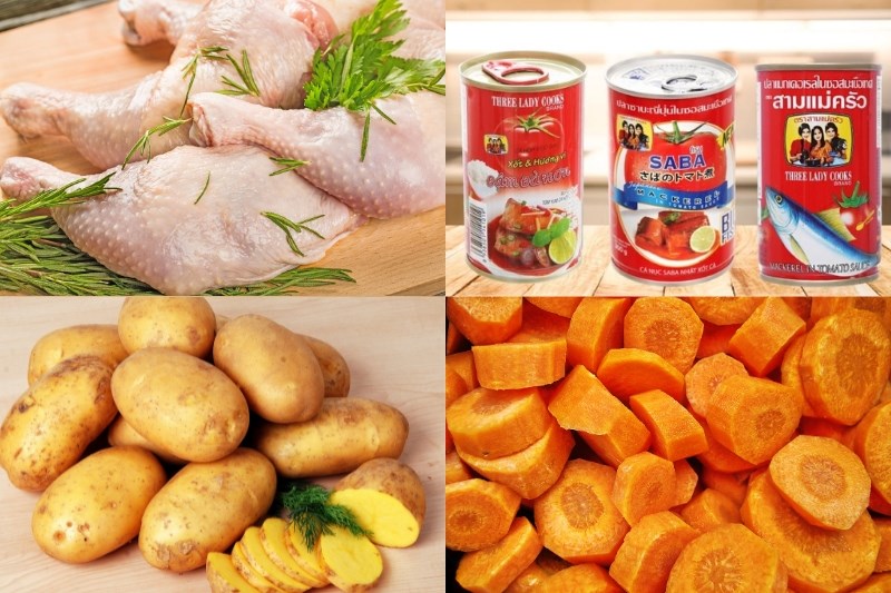 Nguyên liệu món ăn 3 cách làm thịt gà nấu cá mòi hộp
