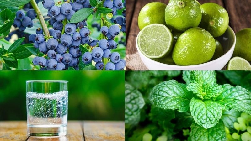 Nguyên liệu món ăn mojito việt quất - blueberry mojito