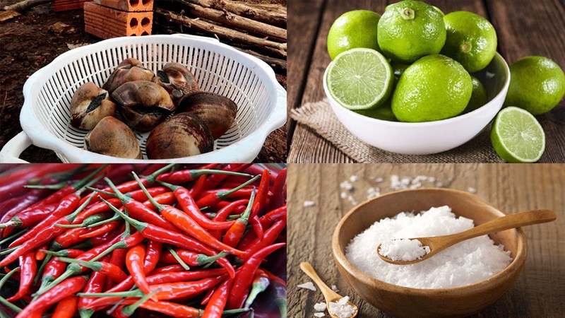Nguyên liệu món ăn sò sữa nướng mỡ hành và ớt chanh