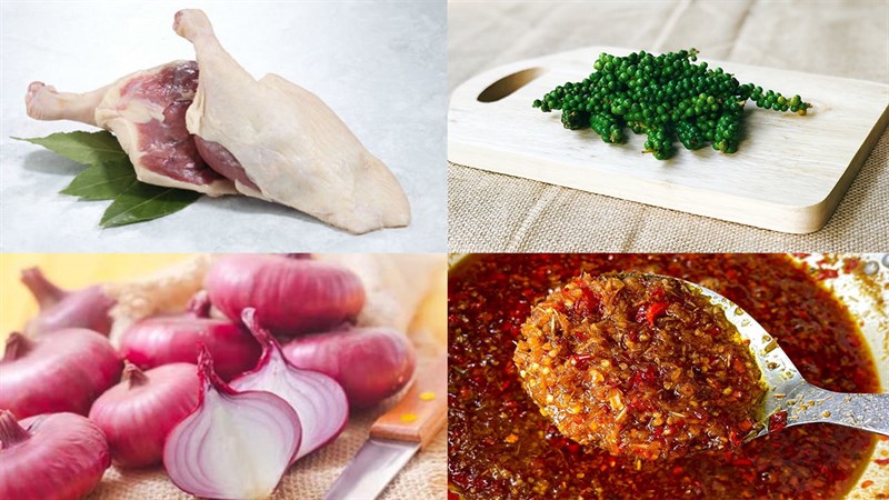 Nguyên liệu món ăn bún vịt nấu tiêu