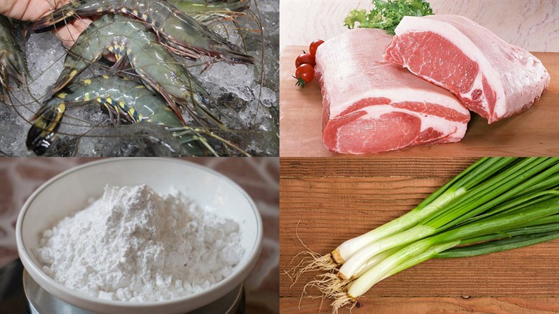 Nguyên liệu món ăn bánh bột lọc bằng bột năng nhân tôm thịt
