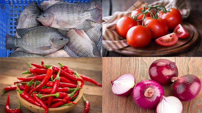 Nguyên liệu món ăn cá rô phi sốt cà chua