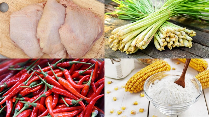 Nguyên liệu món ăn 3 cách làm gà chiên sả ớt