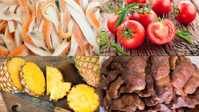 Nguyên liệu món ăn canh chua lườn cá hồi