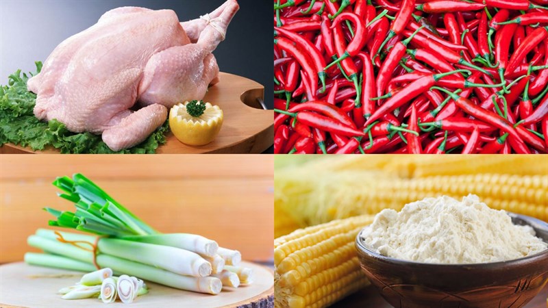 Nguyên liệu món ăn 3 cách làm gà chiên sả ớt
