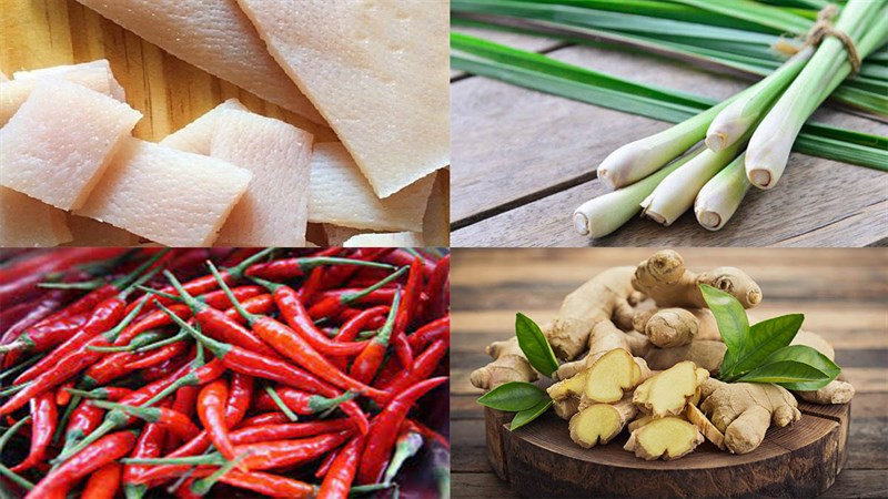 Nguyên liệu món ăn da heo xào sả ớt