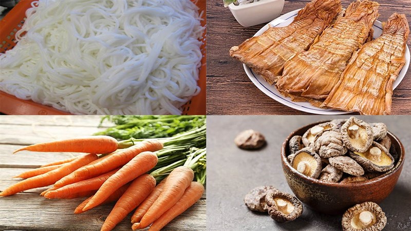 Nguyên liệu món ăn bún măng chay