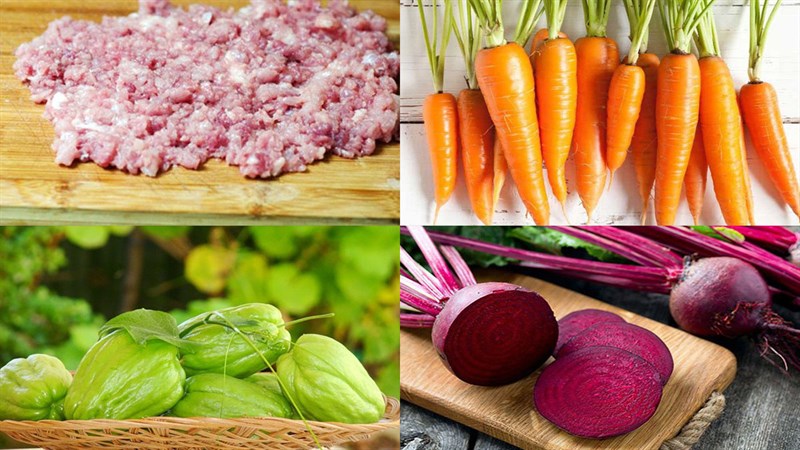 Nguyên liệu món ăn canh thịt viên rau củ
