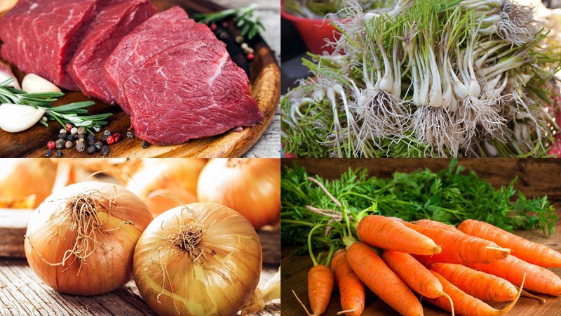 Nguyên liệu món ăn củ kiệu xào thịt bò