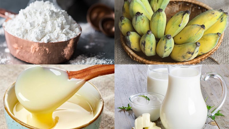 Nguyên liệu món ăn bánh chuối nướng bằng chảo chống dính